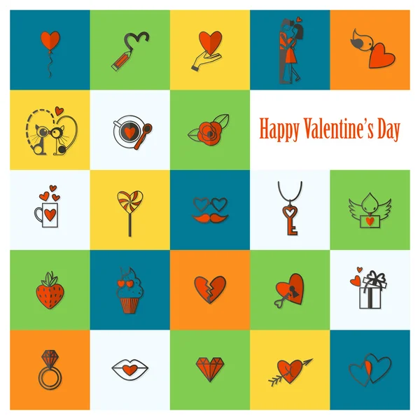 Happy Valentijnsdag pictogrammen — Stockvector