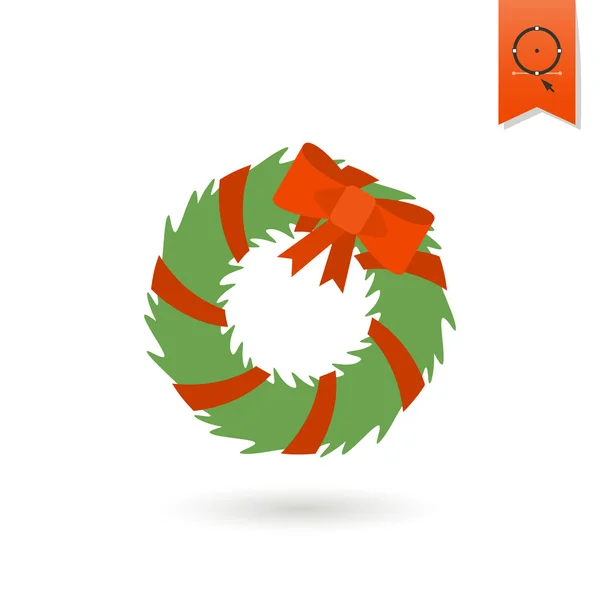 弓とクリスマスの花輪 — ストックベクタ