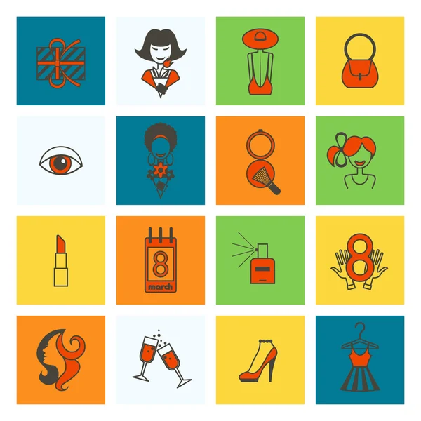 Womans Day Icon Set — Stock Vector