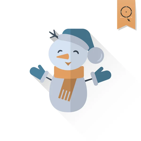 Grappige sneeuwpop met sjaal — Stockvector