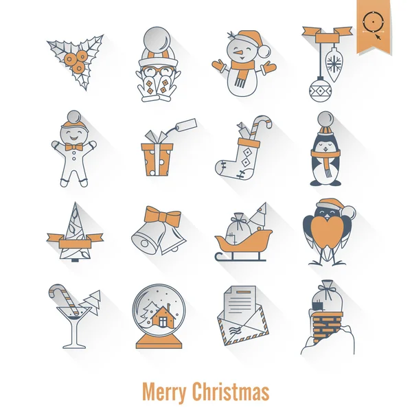 Coleção de ícones de Natal e Inverno — Vetor de Stock