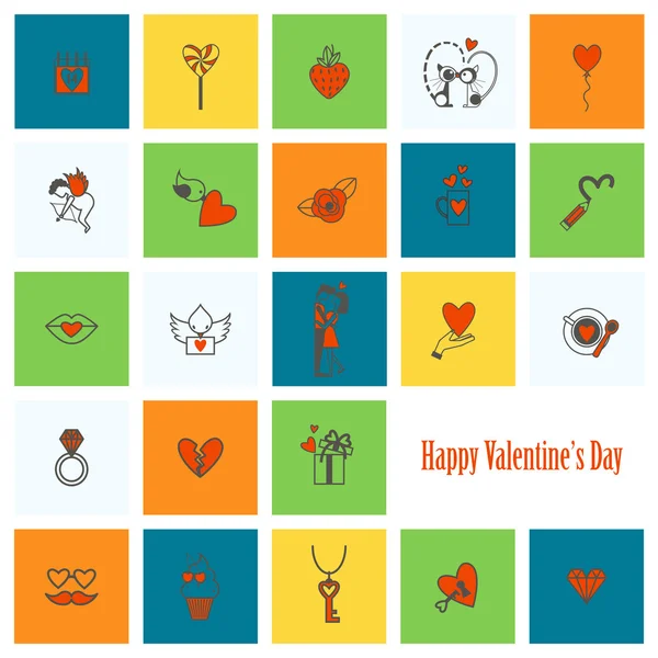 Happy Valentijnsdag pictogrammen — Stockvector