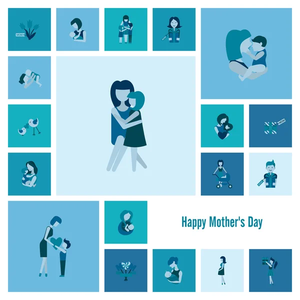 Feliz Día de las Madres Iconos — Vector de stock