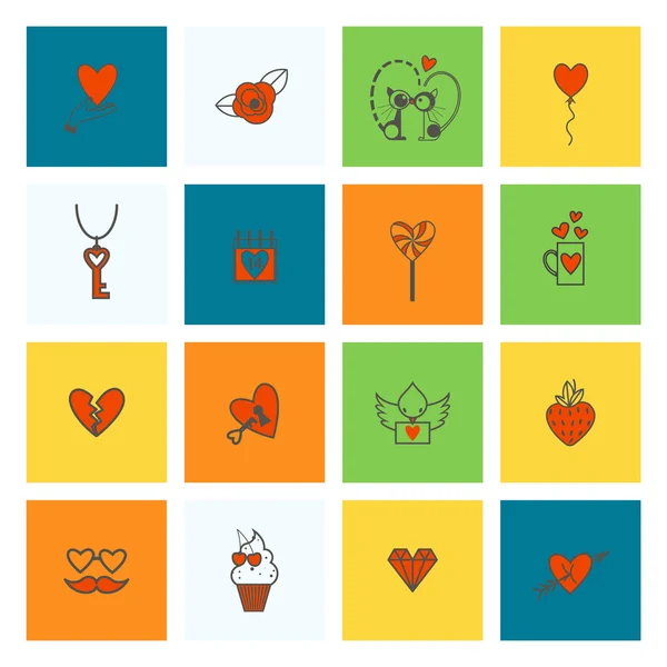 Happy Valentines Day Icons — Stock Vector