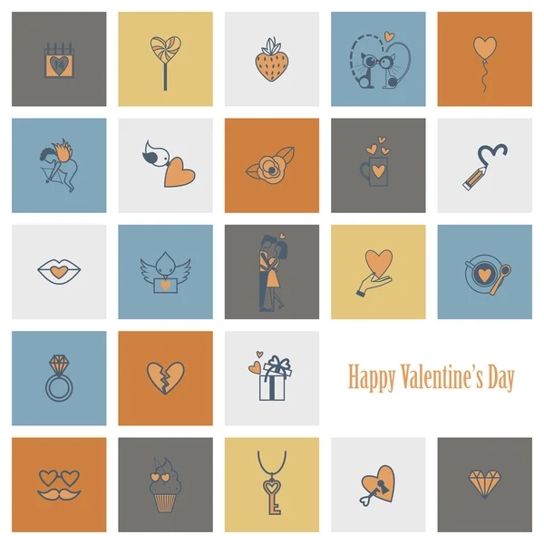 Happy Valentines Day Icons — Stock Vector