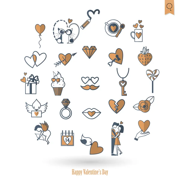 Happy Valentijnsdag pictogrammen — Stockvector