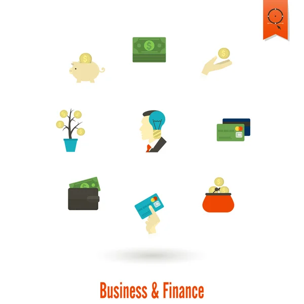 Набір значків бізнесу та фінансів — стоковий вектор