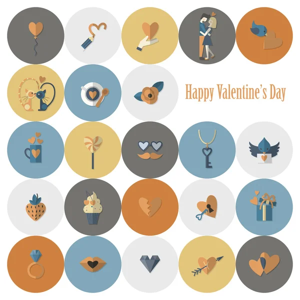 Feliz día de San Valentín Iconos — Vector de stock