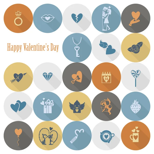 Happy Valentines Day Icons — Stock Vector