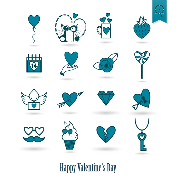 Joyeuses icônes Saint-Valentin — Image vectorielle