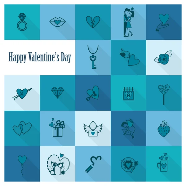 Happy Valentijnsdag pictogrammen — Stockvector