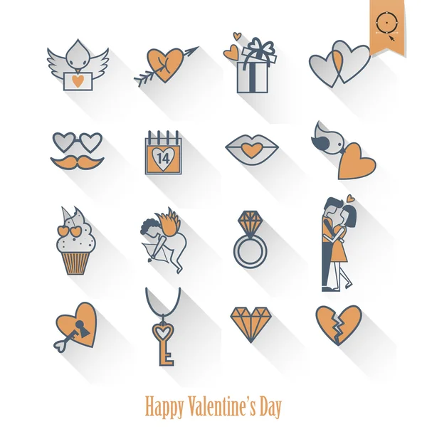 Joyeuses icônes Saint-Valentin — Image vectorielle