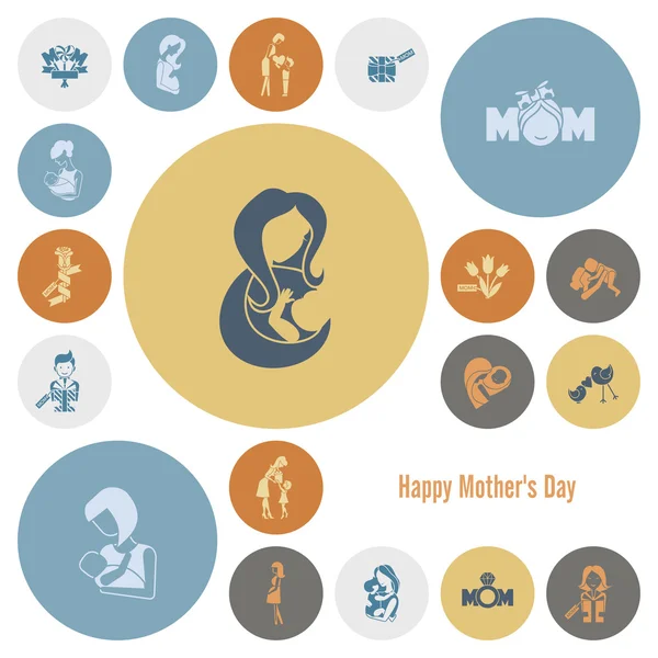 Happy Mothers Day Icons — Stock Vector