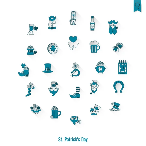 Saint Patricks Day Icon Set izole — Stok Vektör