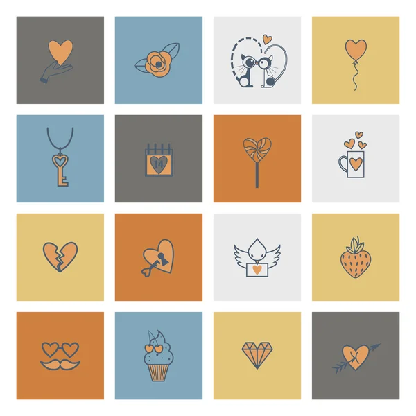 Happy Valentijnsdag pictogrammen — Stockvector