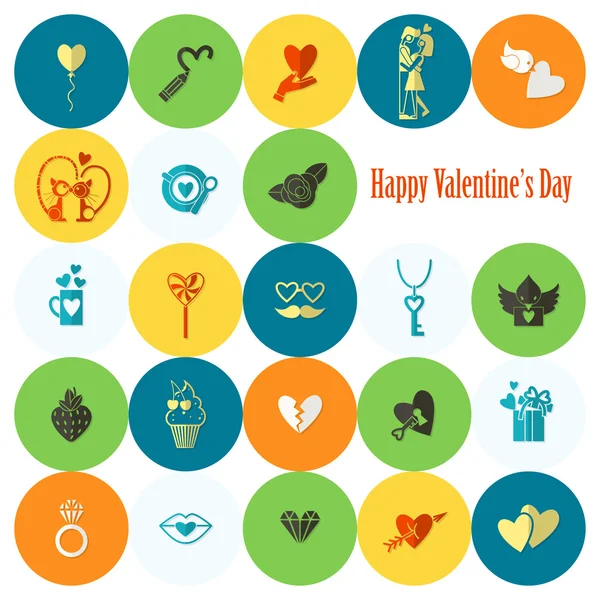 Feliz día de San Valentín Iconos — Vector de stock