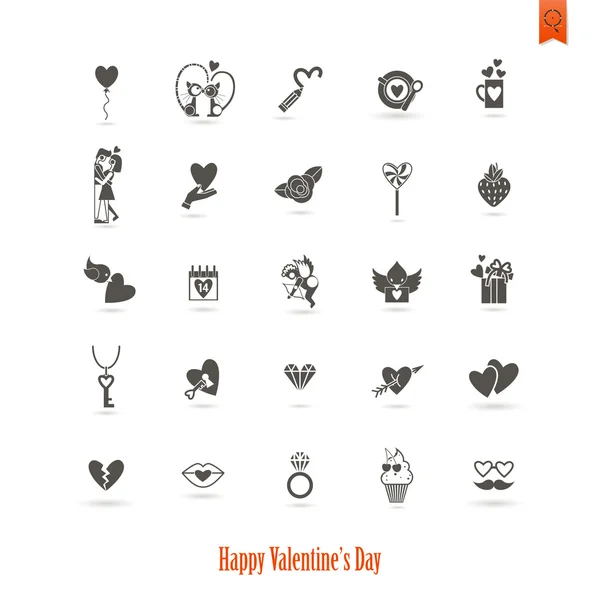 Happy Valentijnsdag pictogrammen — Stockvector