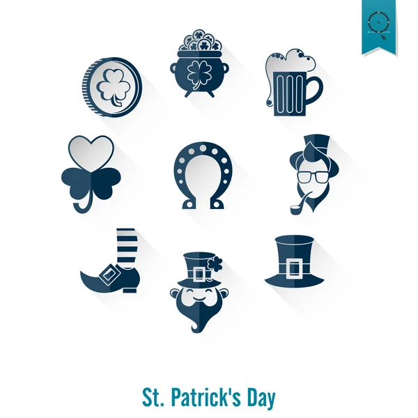 Saint Patricks Day Icon Set izole — Stok Vektör