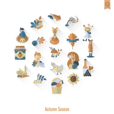 Düz sonbahar simgeler kümesi