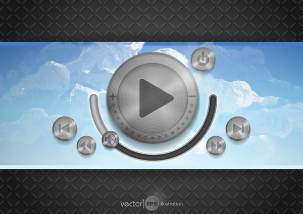 Icône App technologie abstraite avec bouton de musique — Image vectorielle