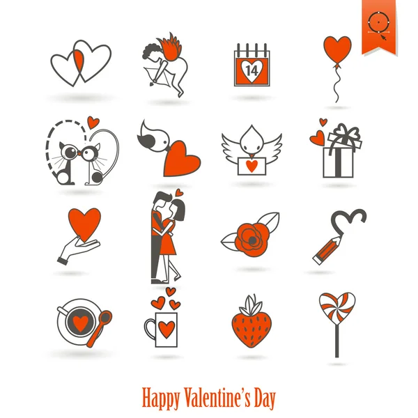 Happy Valentijnsdag pictogrammen — Stockvector