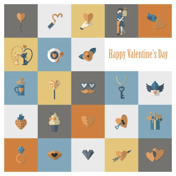 Happy Valentijnsdag pictogrammen — Stockvector