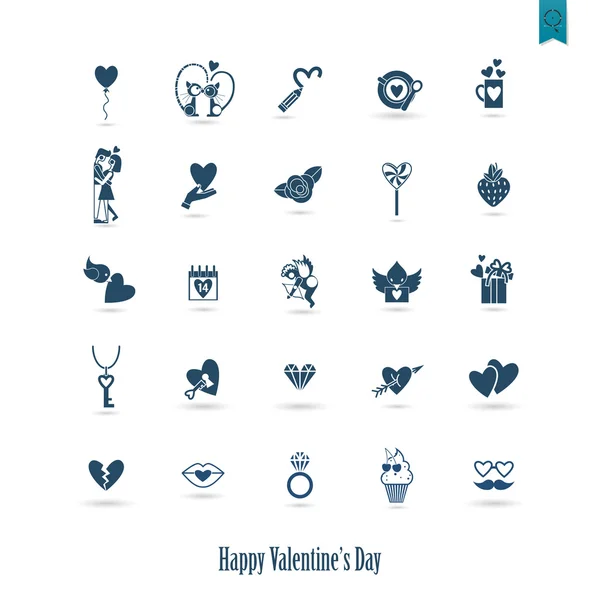 Feliz día de San Valentín Iconos — Vector de stock