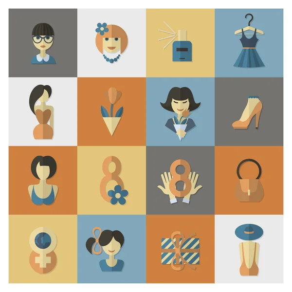 Womans dag Icon Set — Stockvector