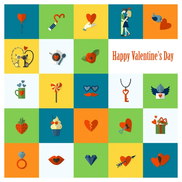 Happy Valentijnsdag pictogrammen — Stockvector