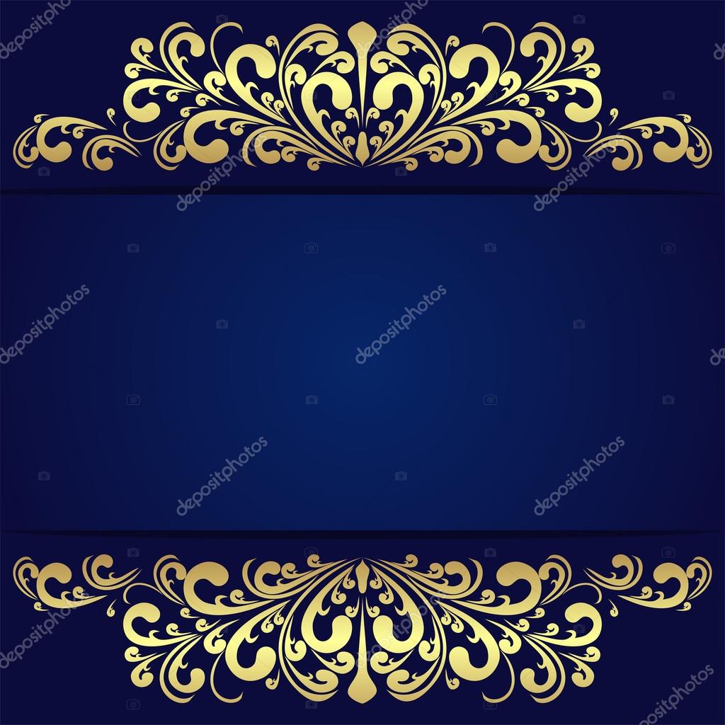 Elegant blue Background with floral golden Borders. Stock Vector Image by  ©natali123457 #59891143