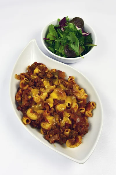 Refeição Macarrão Cheeseburger — Fotografia de Stock