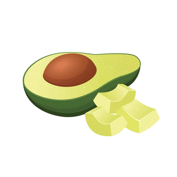 Metà Pezzi Avocado Sfondo Bianco — Vettoriale Stock