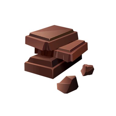 Bir dilim süt ve koyu çikolata. Beyaz arkaplanda vektör illüstrasyonu.