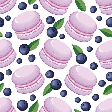 Yaban mersinli makarna ve yaban mersinli kusursuz vektör deseni