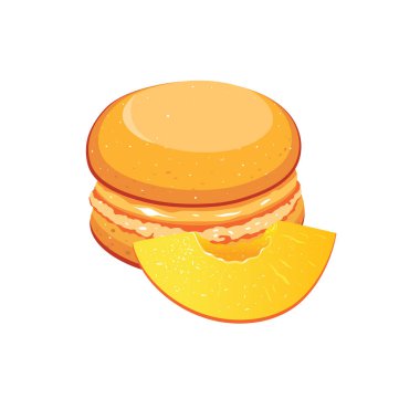 Şeftalili makarna keki. Vektör.