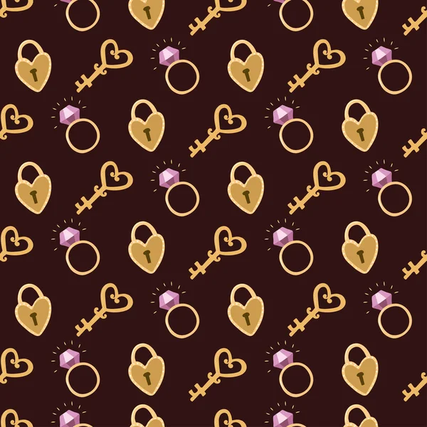 无缝隙矢量图案与钥匙和锁 情人节问候的背景 — 图库矢量图片