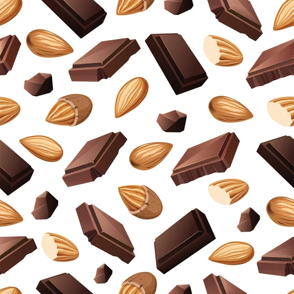 Motif Vectoriel Sans Couture Avec Des Tranches Lait Chocolat Noir — Image vectorielle