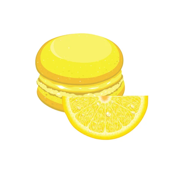 Citronsmaksatt Makaronitårta Med Citronskivor Vektorillustration — Stock vektor