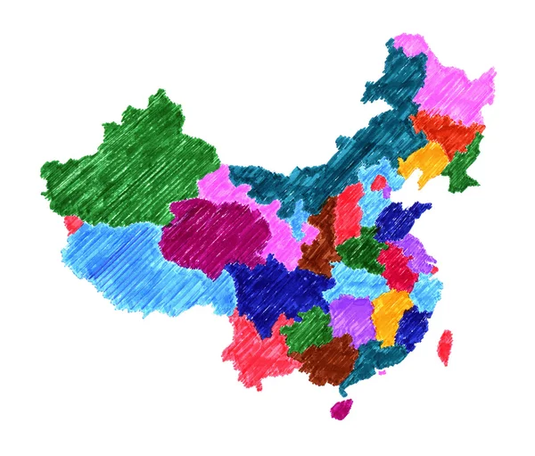 Yönetim üzerinde beyaz izole Çin Haritası — Stok fotoğraf