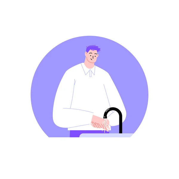 En man tvättar händerna — Stock vektor