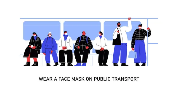 Załóż maskę na transport publiczny. — Wektor stockowy