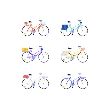 Kadın şehir bisikletleri grafiksel set