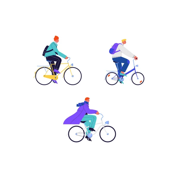 Ciclistas masculinos ilustraciones conjunto — Vector de stock