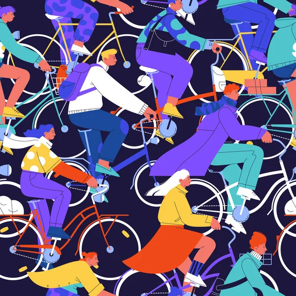 Ciclistas multitud patrón sin fisuras — Vector de stock