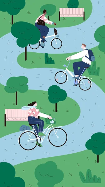 Parque viaje en bicicleta — Vector de stock