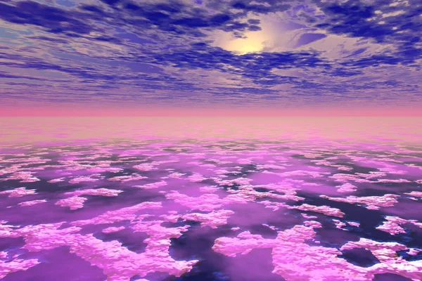 3D abstract landscape violet ground