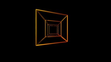 Altın hatlı 3d küp siyah arkaplan üzerinde döndürür