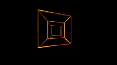 Altın hatlı 3d küp siyah arkaplan üzerinde döndürür