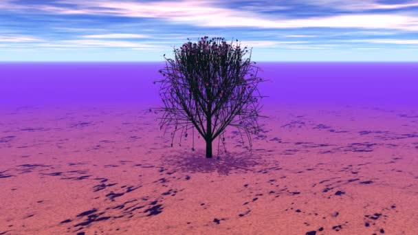 Černý Mrtvý Strom Otáčí Abstraktní Krajině — Stock video