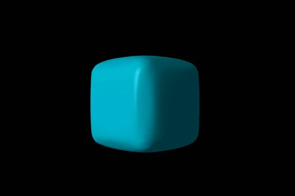 Figura Forma Cubo Azul Fondo Negro — Foto de Stock